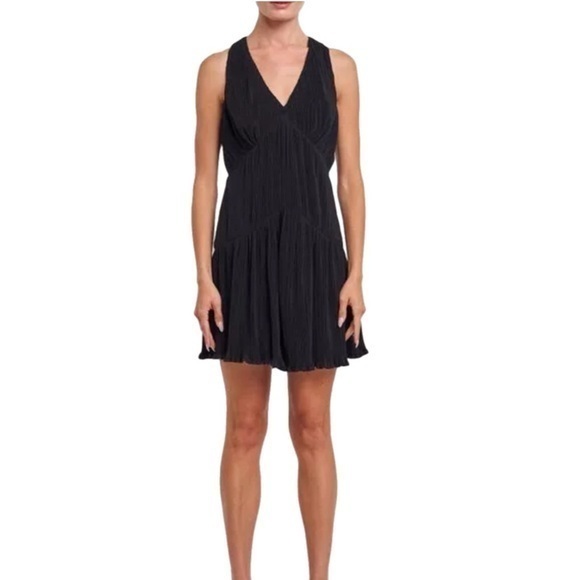 Ciebon Dresses & Skirts - Ciebon | Black Halter Mini Micro Pleated Sleeveless Cocktail Dress